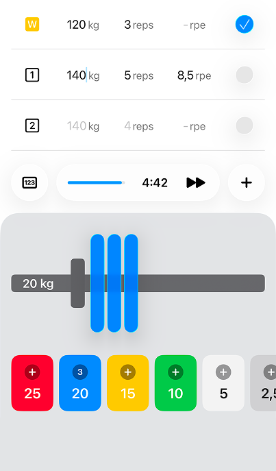 Plates app plate keyboard interface showing real-time weight changes